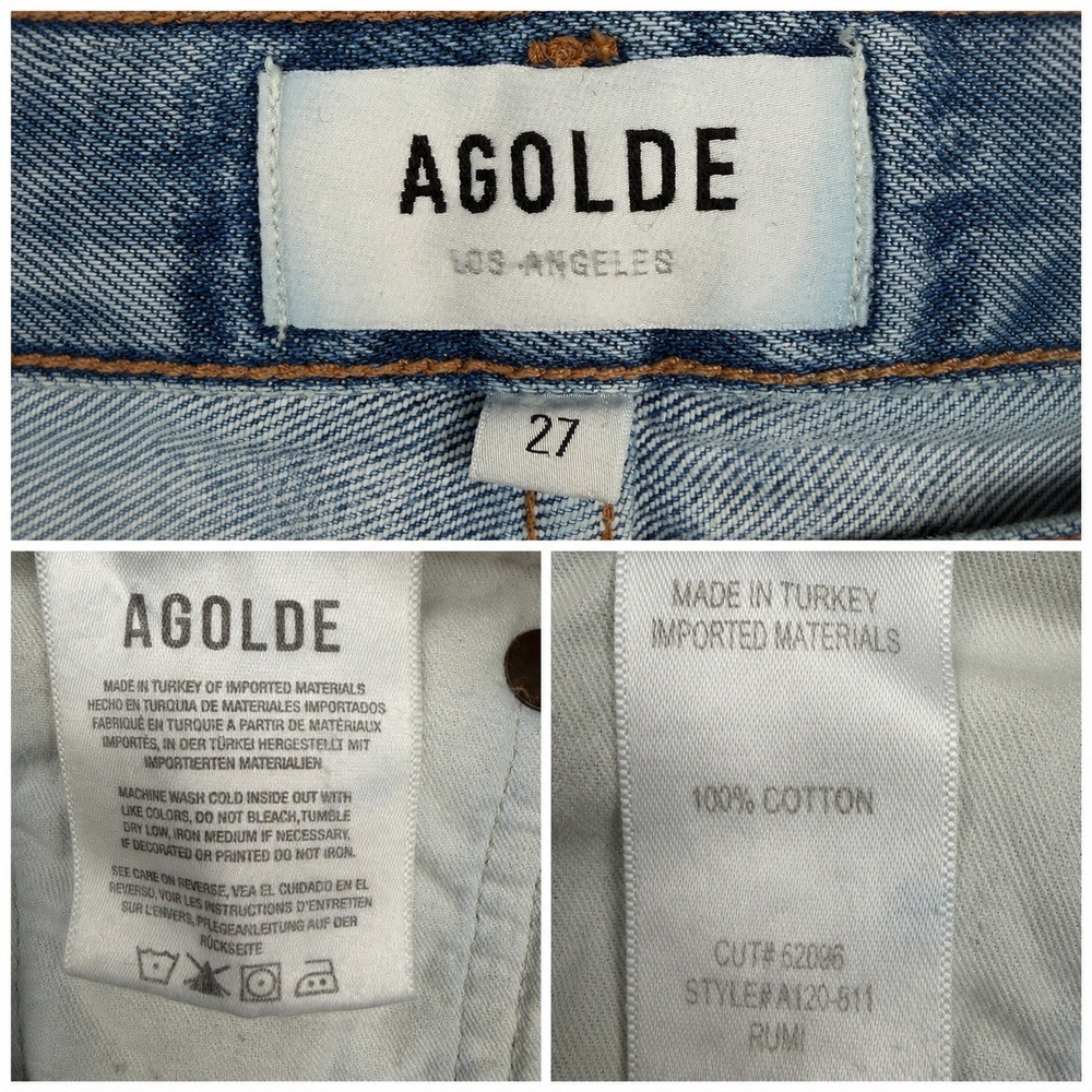 AGOLDE Rumi High Rise Denim Shorts 27 Bermuda Raw Hem Coastal - Picture 5 of 9